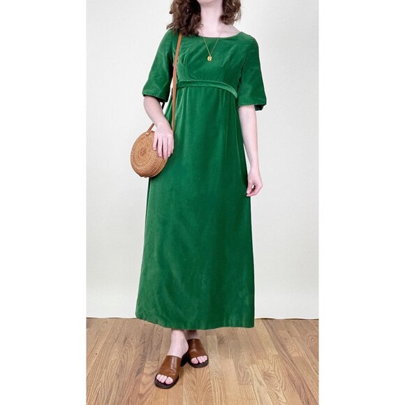 Vintage 1960s Velvet Midi Maxi Dress A-Line Hand Made Holiday Christmas 60s 70s - Picture 4 of 6
